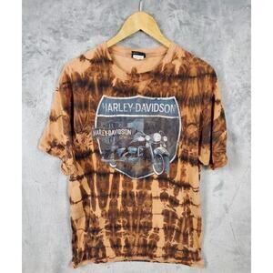 Vintage Harley Davidson Shirt L Tall Low Country Charleston Biker Core Tye Dye